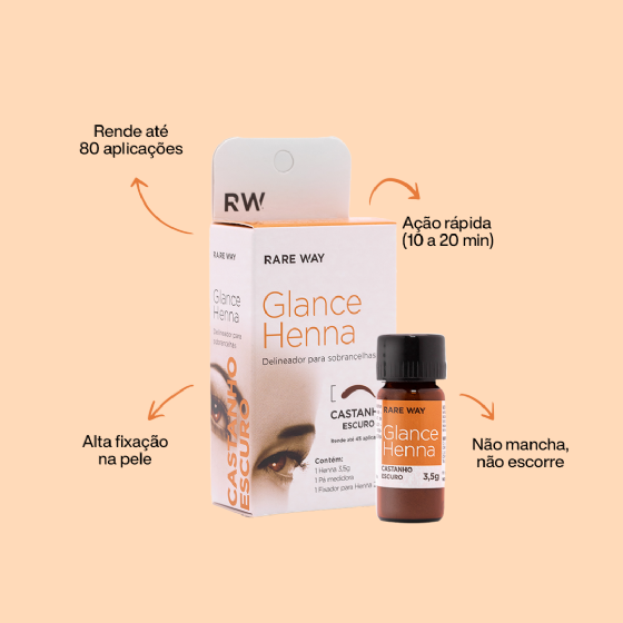 Henna para Sobrancelhas Glance Castanho Escuro 3,5g - Rare Way