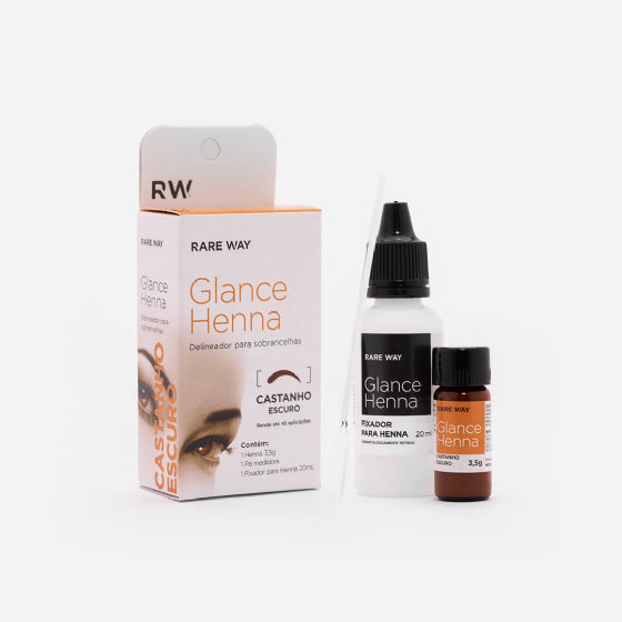 Kit Henna para Sobrancelhas Glance Castanho Escuro e Ultra Black 3,5g Rare Way