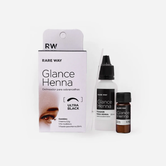 Kit Henna para Sobrancelhas Glance Castanho Escuro e Ultra Black 3,5g Rare Way