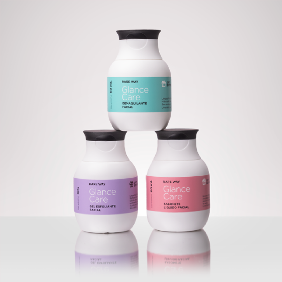 Kit Glance Care Limpeza e Suavização Facial 4 Produtos Rare Way