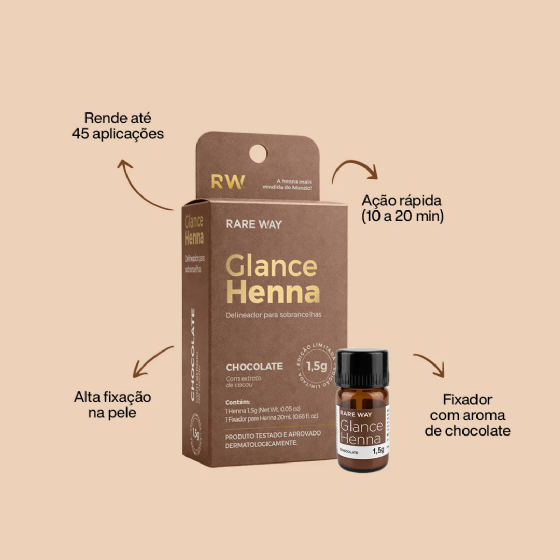 Kit Glance Brow Lamination e Henna Mini Chocolate 1,5g Rare Way