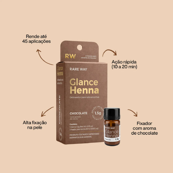 Kit Glance Brow Lamination e Henna Mini Chocolate 1,5g Rare Way