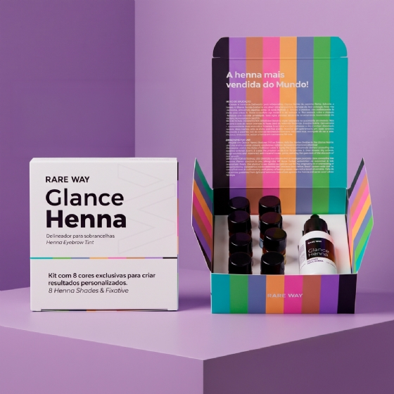 Kit Henna para Sobrancelhas Glance 8 Cores + Fixador - Rare Way - foto principal