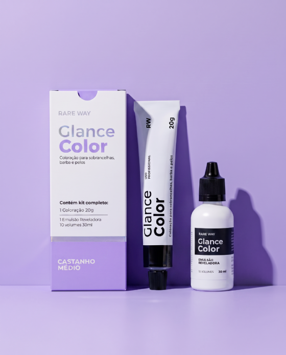 Glance Color Castanho Médio Coloração Para Sobrancelhas Barba e Pelos