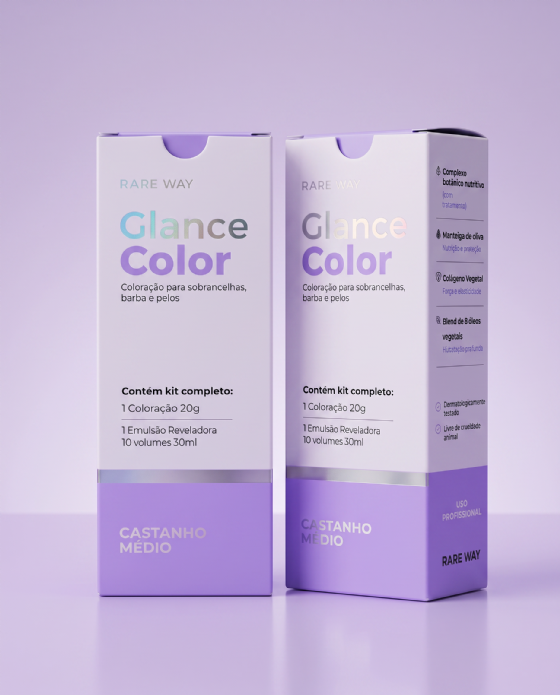 Glance Color Castanho Médio Coloração Para Sobrancelhas Barba e Pelos