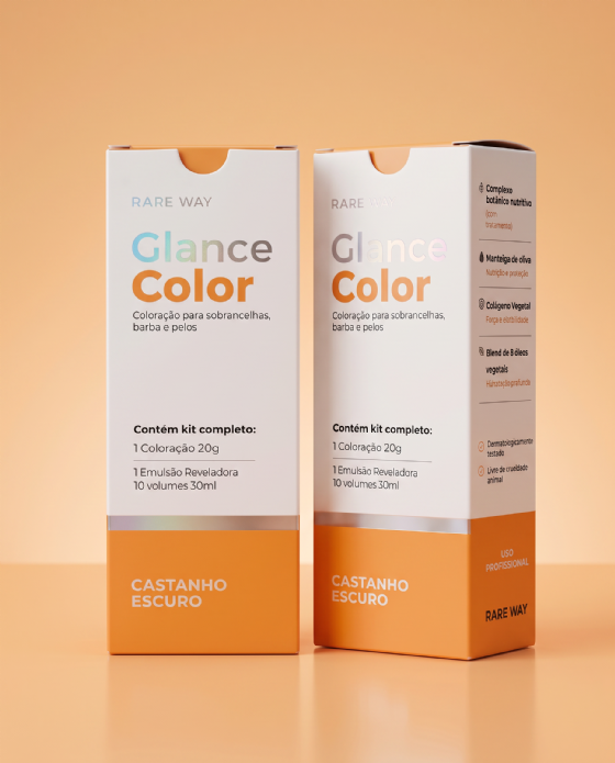 Glance Color Castanho Escuro Coloração Para Sobrancelhas Barba e Pelos