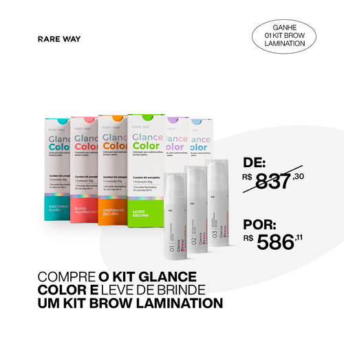 Kit Glance Color + brinde Kit Brow Lamination